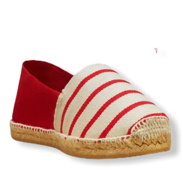 Cousu Main Classic flat Red & Ivory espadrilles White Size 8 - Image 3