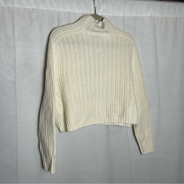 NWT‎ Madewell Ivory Pointelle-Stitch Mockneck Sweater Size XXS - Image 2