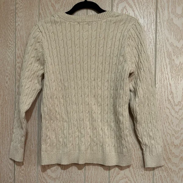 Charter Club Women’s Large Beige Cable Knit Sweater - Image 5