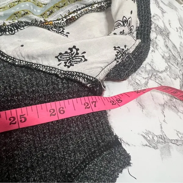 Free people Blossom Thermal Top‎ ballon sleeve patchwork Sz XS oversized - Image 6