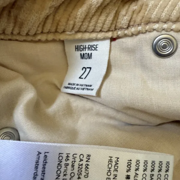 Urban‎ Outfitters BDG Mom High Rise Corduroy Pants Womens Size 27 Beige Tan New - Image 9