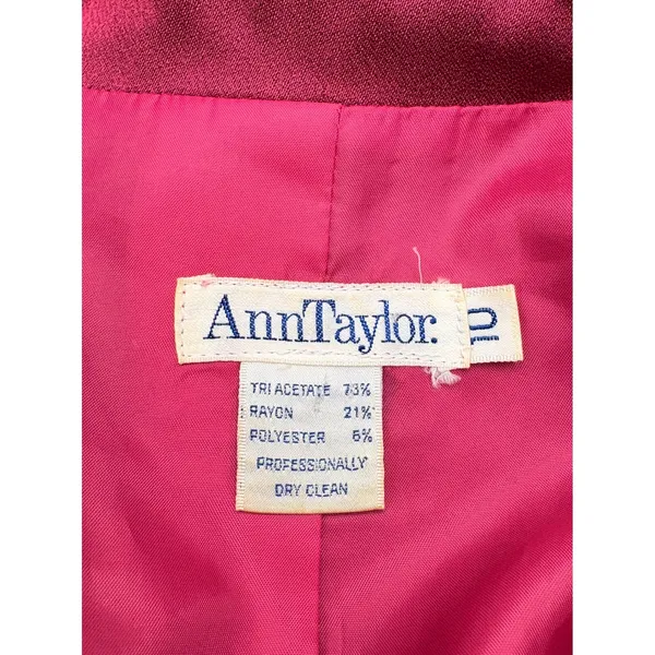 Ann‎ Taylor Blazer Women 10 Magenta Pink Vintage Single Button Lined 80s 90s - Image 5