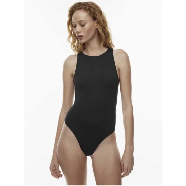 Aritzia‎ Babaton Women's Small Bodysuit Black Stretch Comfort Thong Halter Side - Image 4