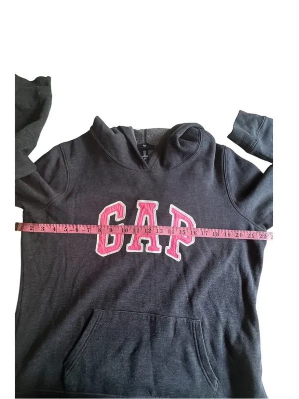 GAP Women’s Dark Blue Hoodie Sweat Shirt with Pink GAP Logo Sz L - Image 4
