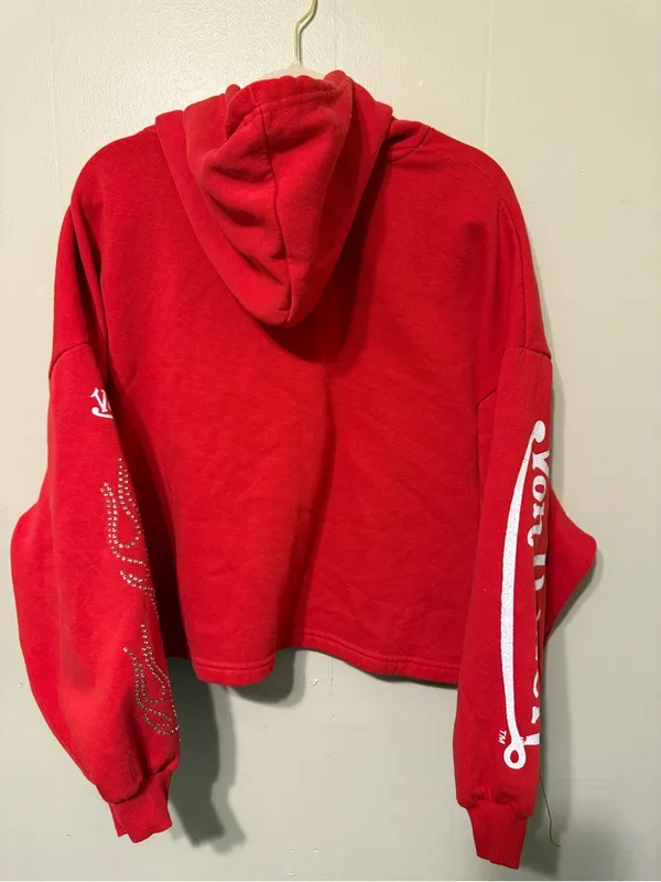 Von Dutch Red Hoodie Sweater with White Logo and Drawstrings M - Image 7