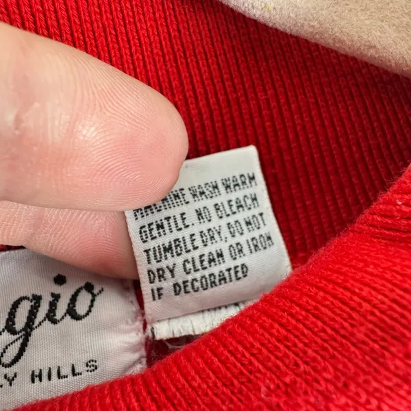 Giorgio Vintage 80s Cotton Blend Red Collared Embroidered Sweatshirt‎ Women's L - Image 5