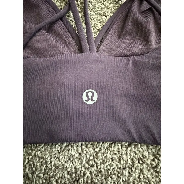 Lululemon Pushing Limits Bra Deep Plum Strappy Longline Size 8 - Image 6