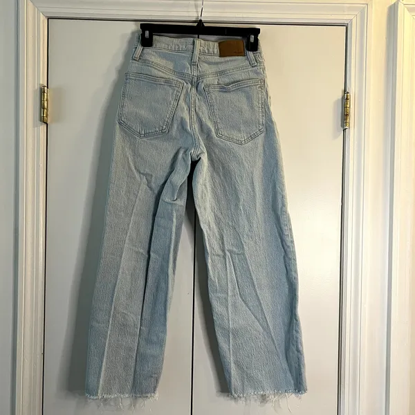 Madewell the perfect vintage wide-leg crop jeans light blue size 24 - Image 4