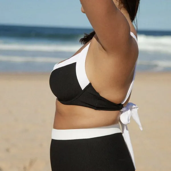 Berlook Black Contrast Trim Plus Size Bikini Top and Bottom - Image 4