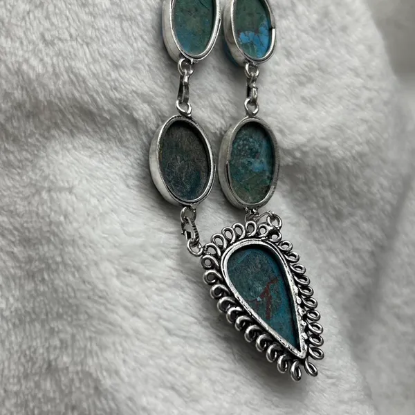 Turquoise Natural Gemstone 925 Silver Plated 16” Necklace - Image 7