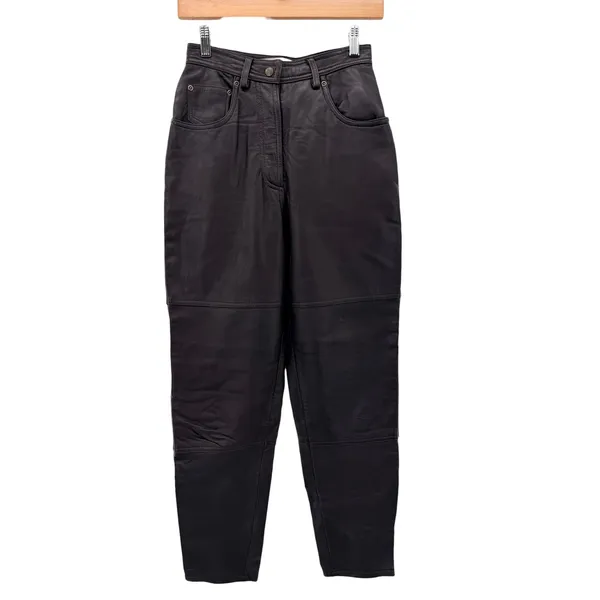 Valerie Stevens Sport Leather Pants Womens 4 Brown Straight Leg‎ Lined Vintage - Image 3