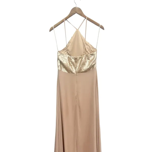 Lulus The Best Part Matte Gold Sequin Maxi Dress size Medium NWT - Image 5