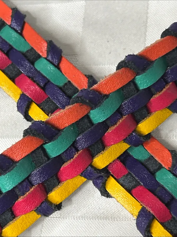 Source Unknown XL Multicolor Braided Leather Belt with Purple Trim - Image 2