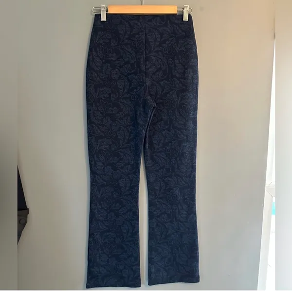 Urban Outfitters navy blue high waisted floral bootcut pants - Image 4