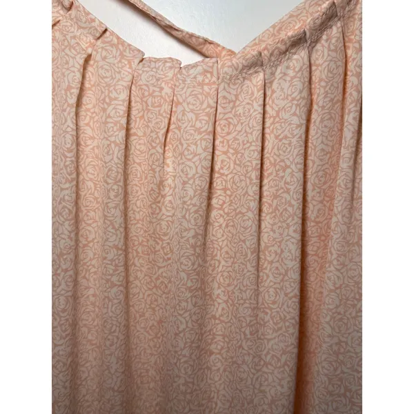 LC Lauren Conrad Peach Rose Floral Cap Sleeve Tie Back‎ Blouse Womens Small - Image 3