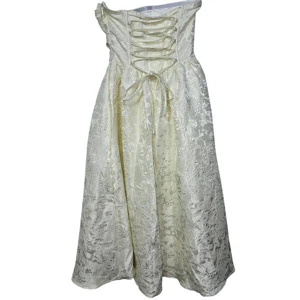 NWT Babyboo Saoirse Ivory Floral Jacquard Strapless Fit & Flare Midi Dress Sz S - Image 11