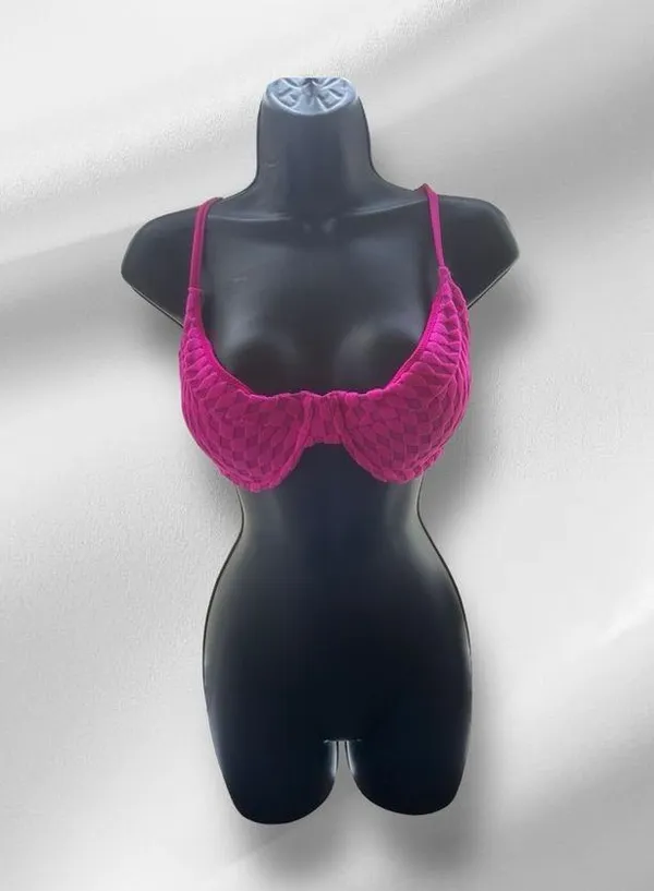 GOOD AMERICAN- Jacquard Bikini Top Sz 5/2XL HAWAIIAN PINK - Image 7