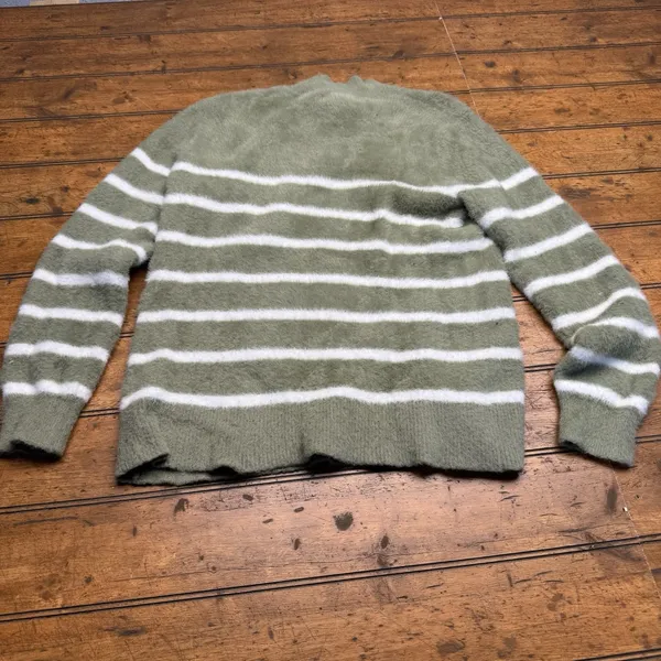 Bailey 44 Sweater Sz Medium Mock Neck Soft Pullover Stripped Fuzzy‎ Knit - Image 4