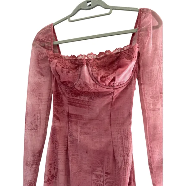 House of CB Seraphina Pink Print Corset Bodycon Midi Dress - Image 12
