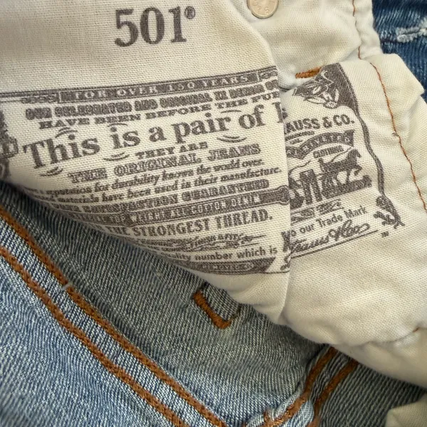 Levi's 501 Original Womens Shorts Classic Blue Jean Shorts Size 24 Distressed - Image 9
