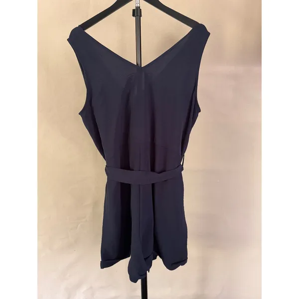 SHEIN XL Navy Blue Button Front Belted Romper Est MSRP $25 - Image 2