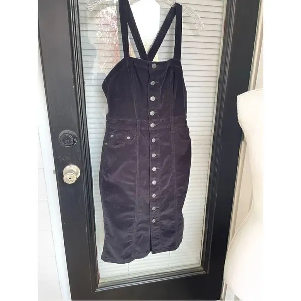 Free People Women’s Corduroy Jumper mini dress Black Size 28 - Image 4