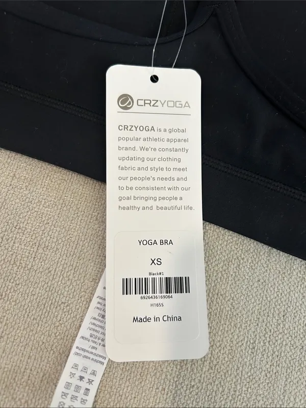 CRZ YOGA Butterluxe Y Back Spaghetti Thin Strap Sports Bra, Black, XS, NEW - Image 8