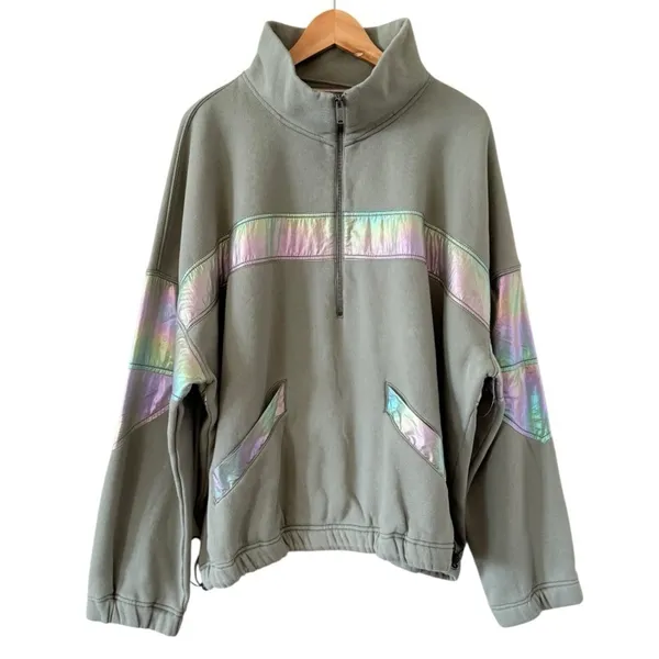 FREE PEOPLE MOVEMENT Away We Go Half Zip Iridescent Sage Stone Size M NEW - Image 6