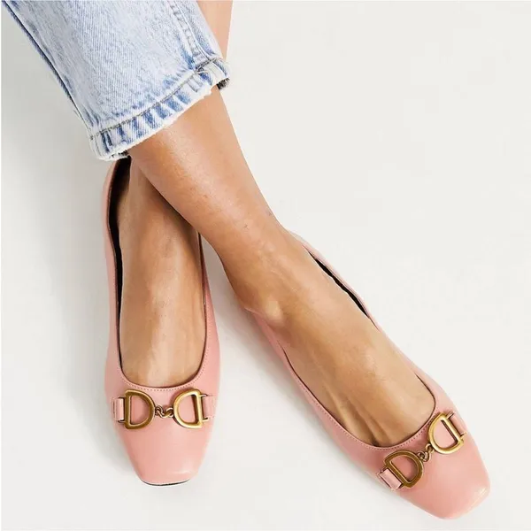Asos Design slim square toe pink ballet flat shoes women’s Size 8 - Image 9