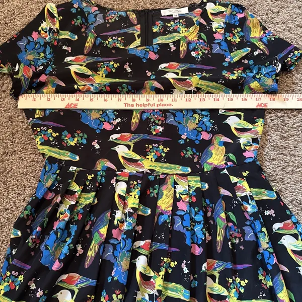 The Style London Colorful Bird & Floral Retro Style Dress Size Medium - Image 5