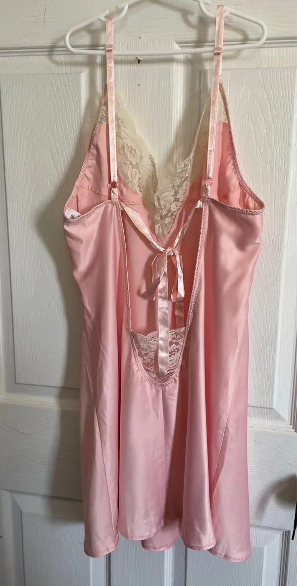 H&M Nightgown Size M Pink Lace Trim Low Back Ribbon - Image 2