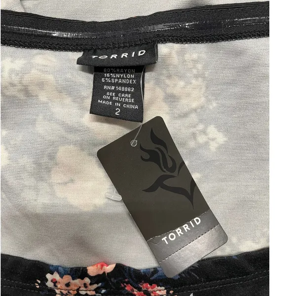 NWT Torrid Black Floral Off The Shoulder Babydoll Blouse Women's Size 2 (2X) - Image 5