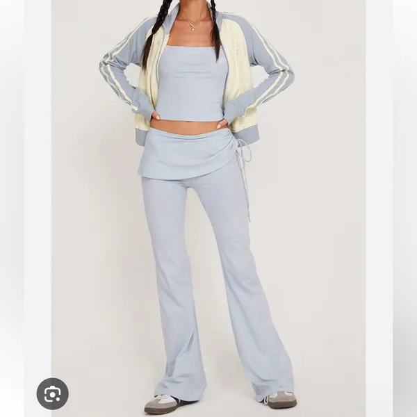 MOTEL‎ ROCKS XL NEW JACIE FLARE TROUSER OVERSKIRT LIGHT BABY BLUE Y2K 2000s - Image 2