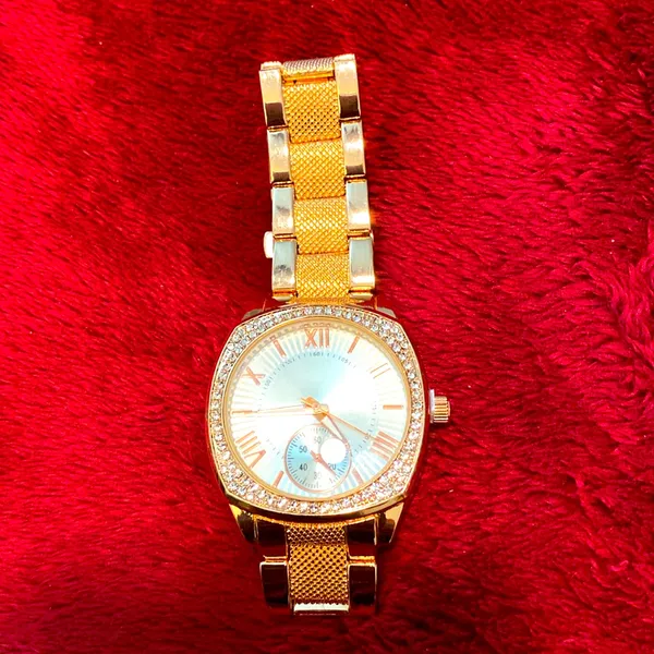 NEW BRONZE Crystal Lady Luxe Watch Stainless Steel Band Classic Quartz Time - Image 2