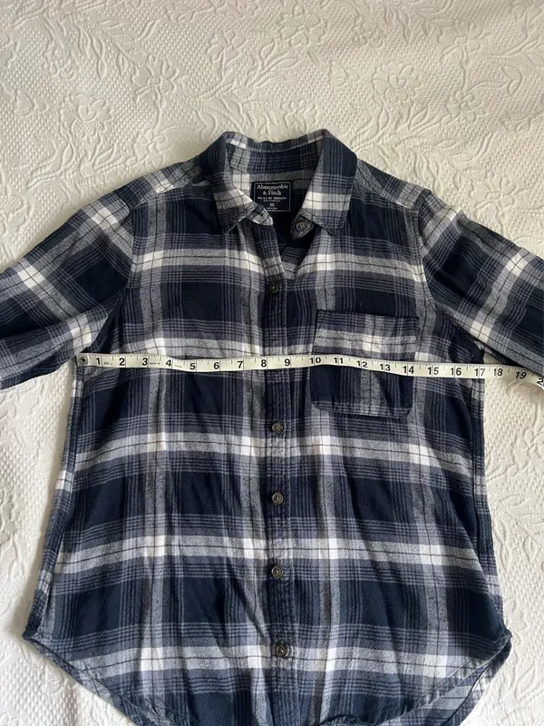 Womens Abercrombie and Fitch Navy Plaid Shirt - Image 4