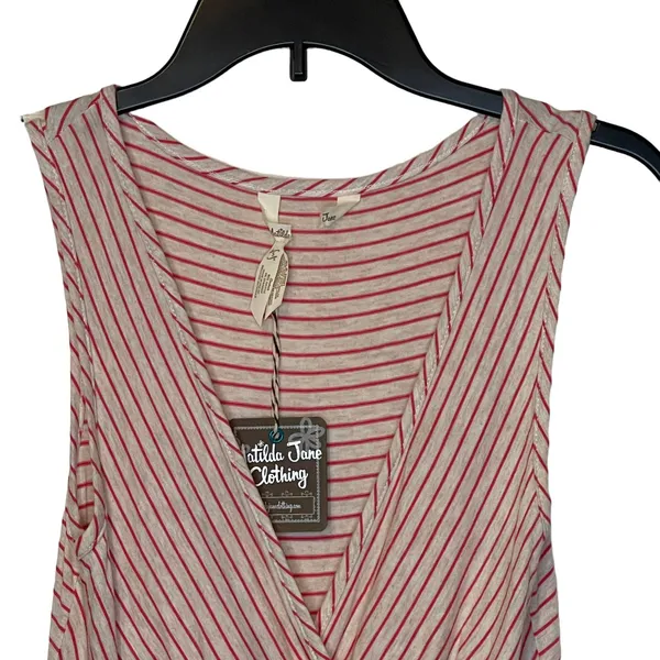 Matilda Jane Women's Top Take The Wheel Tee Striped V-Neck Flowy Tank Small‎ NWT - Image 2