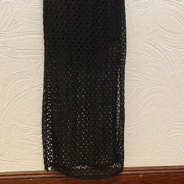 NWT American Rag Maxi Dress Womens Black Lace Racerback‎ Sheer Hem Slit Small - Image 3