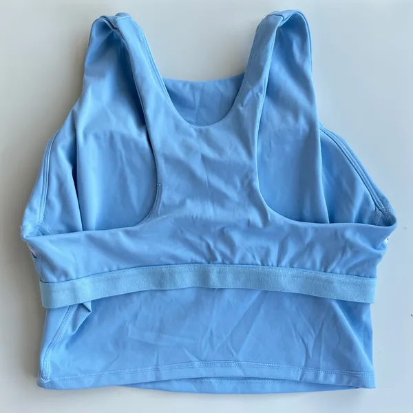 Light Blue Racerback Crop Top Sports Bra in Women's Medium - Image 5