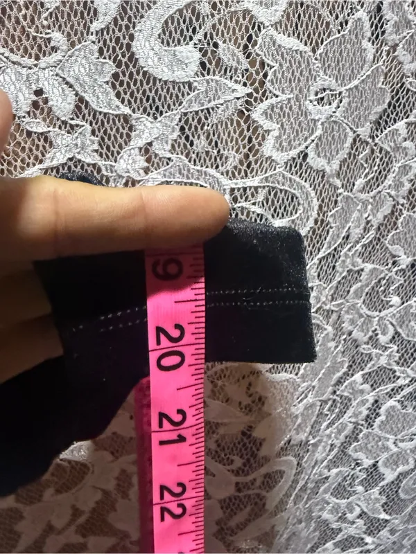 American Apparel Black Velvet Long-Sleeve Crop Top scoop neck vintage 90s y2k S - Image 9