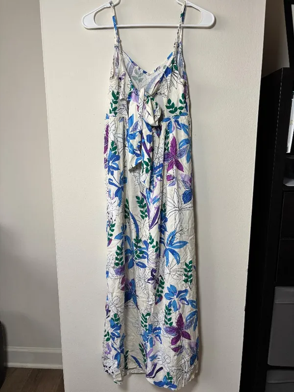 Isabel White and Blue Floral Maternity Dress - Size Small - Image 2