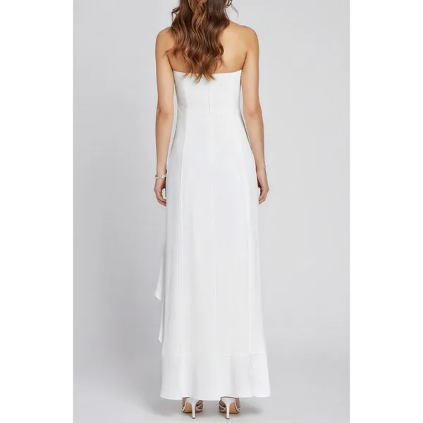 AMANDA UPRICHARD Symone Asymmetric Ruffle Maxi Dress, Ivory, XL - Image 5
