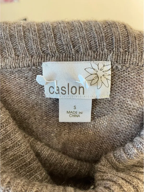 Caslon 100% Cashmere Turtleneck Taupe Brown Heather Knit S - Image 2