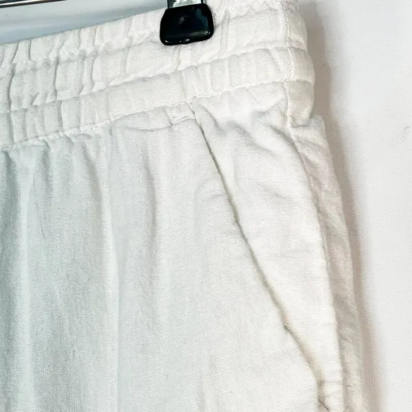 H&M Linen-blend Drawstring Elastic Waist Casual Shorts White Womens 6 - Image 3