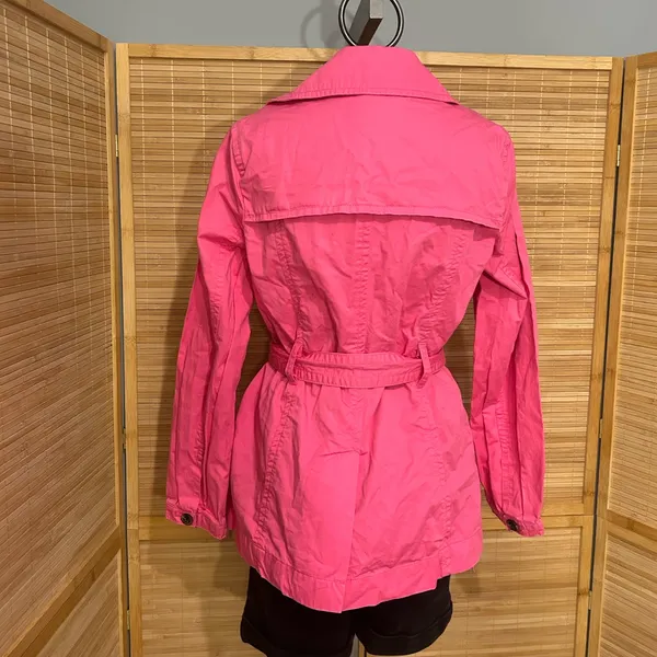 GAP misses size M Medium hot Pink belted Trench coat dress jacket Easter Spring - Image 5