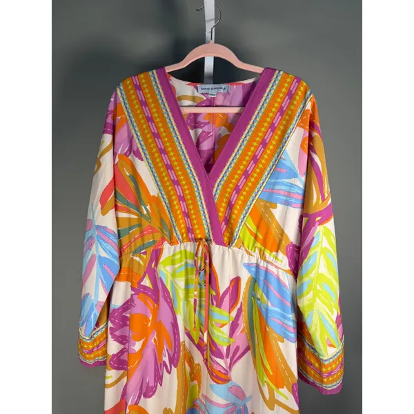 Emma & Michele XL Tropical Floral Boho Resort Maxi Dress Bell Sleeve‎ - Image 3