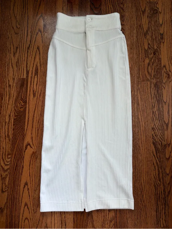 NWT Free People Roxy Rib Pencil Midi Skirt Creme XS High Waist Ribbed $78 - Image 2