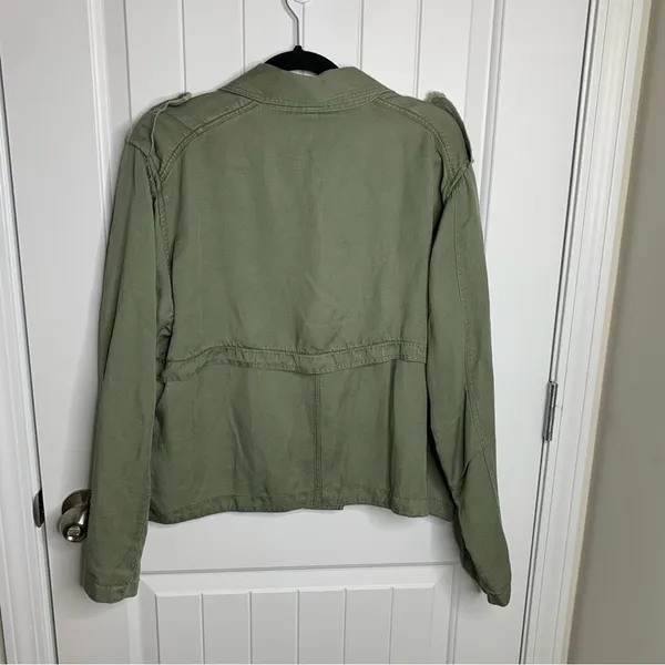 Rails linen blend double breasted green military utility jacket size large‎ - Image 5