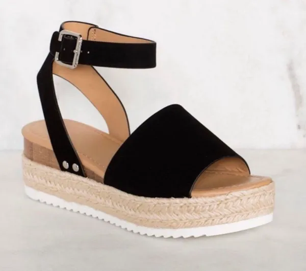 Soda Black Topic Espadrille Wedge - Image 3