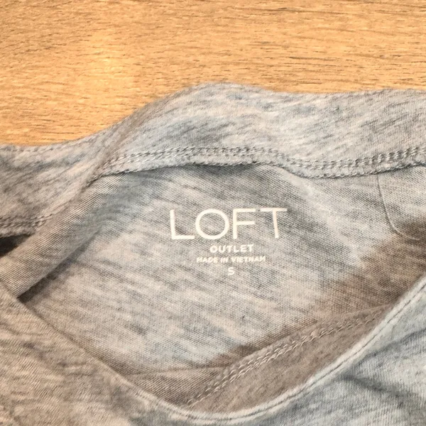 LOFT Ann Taylor 3/4 Sleeve Boat Neck T‎ Shirt More Amour Graphic Size Small Blue - Image 3