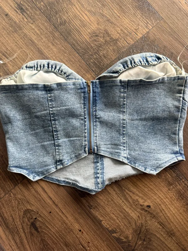 denim tube top Blue Size L - Image 2